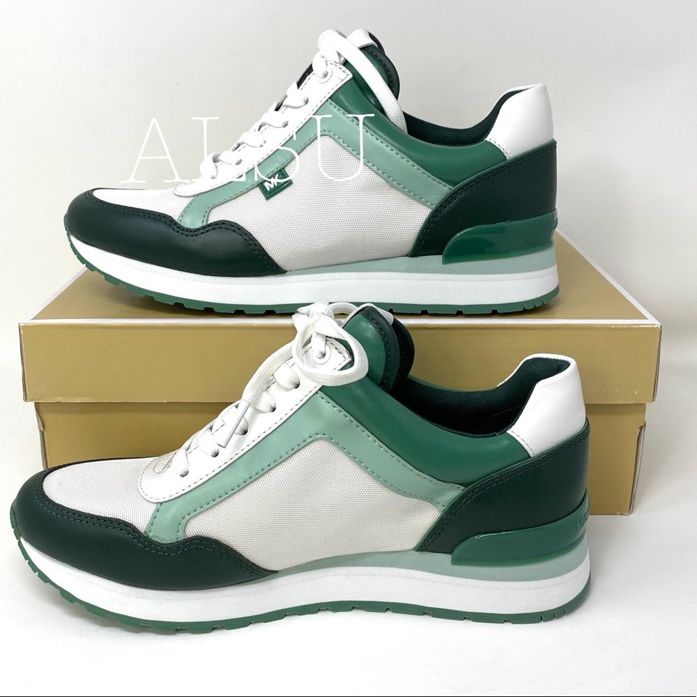 🍃SALE🍃 Michael Kors Maddy Trainer Canvas Racing Green Women Size 7 49F9MAFS2D - Picture 8 of 10